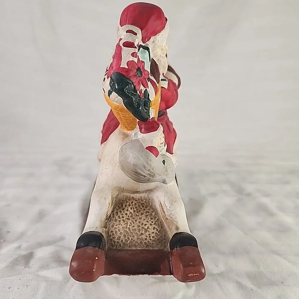 Vintage Santa Rocking Horse Ceramic Santa Is Coming to Town-No Music/Rocking Box